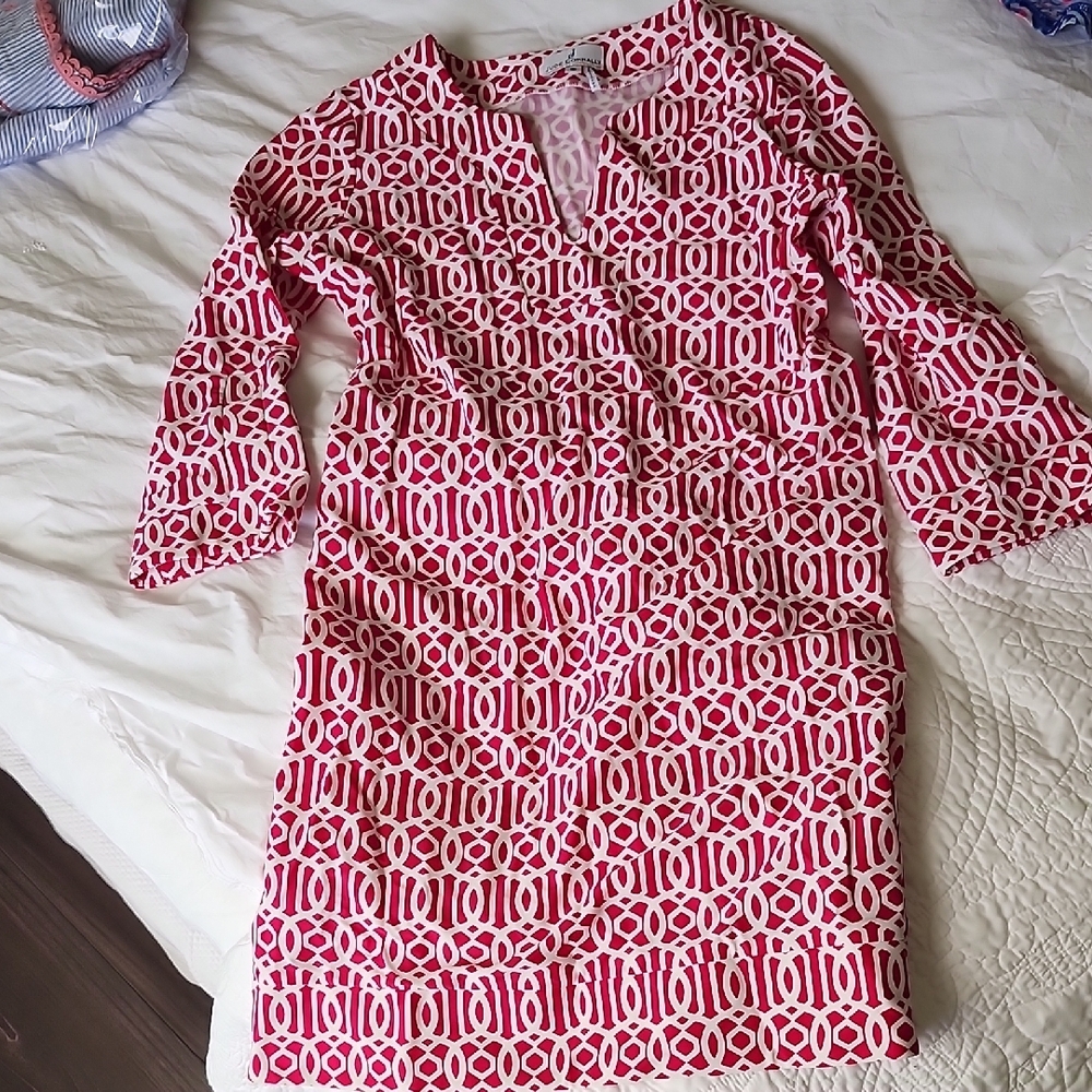 Pink and White Jude Connally Patterned Dress